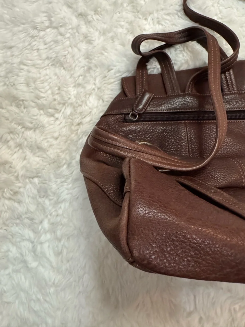 Tignanello Chocolate Brown Pebbled Leather Backpack